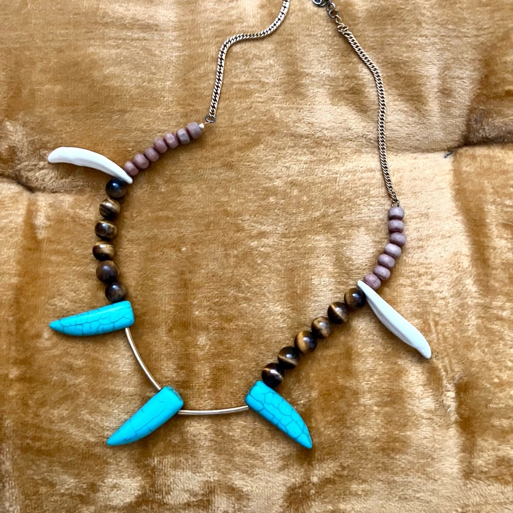Turquoise and Bone Beaded Necklace